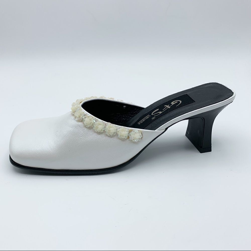 G + S Handmade Wedding Mules Sequin Flowers‎ Sz 6